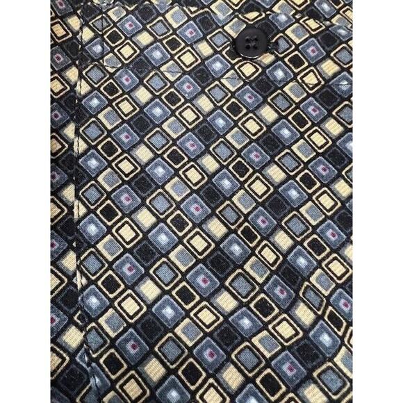 Ron Chereskin Men Button Up Shirt LT Gray Geometric Silk Short Sleeve - Picture 6 of 7